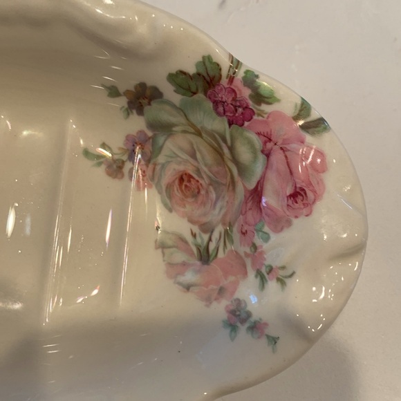 Vintage Soap Dish-Kernewek stoneware Goonhavern Cornwall England- delicate rose - Picture 3 of 5